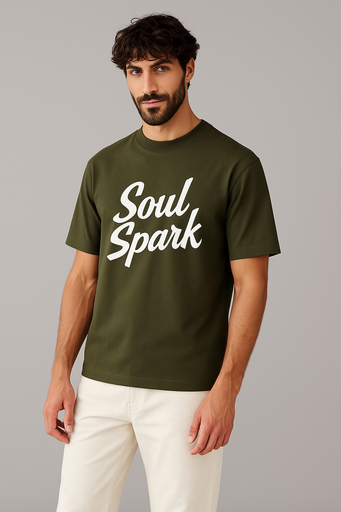 Soul Spark Premium Olive Green T shirt